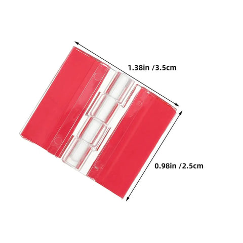 Clear Self Adhesive Folding Hinge Set, Acrylic 20 Pack with Double Sided Backing dimensions shown