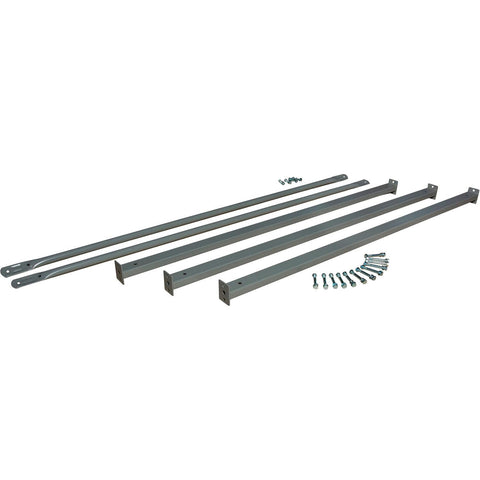 Built Tough As Nails Steel Cantilever Rack Single Sided Heavy Duty Shelving Supports Eight Hundred Lbs Per Arm For Lumber Pipes And Steel Bar Stock Ideal Shop Beast Or Yard Setup 72X46X120 gray support arms and hardware kit
