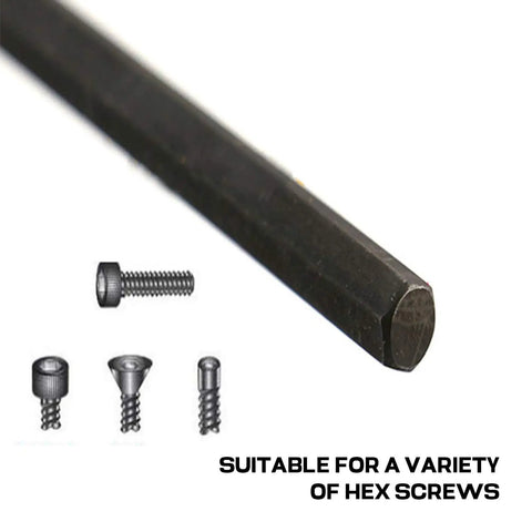 Cool Extra Long Hex Key Set For Home And Garage! These 4-Piece Metric Allen Wrench Tools Rock 360 Rotation Plus 35-Degree Angle Design. Durable T-Handle Grip Makes Tight Spot Repairs A Breeze For Serious Mechanics You Won't Regret This Upgrade! black hex key tip with assorted hex screws