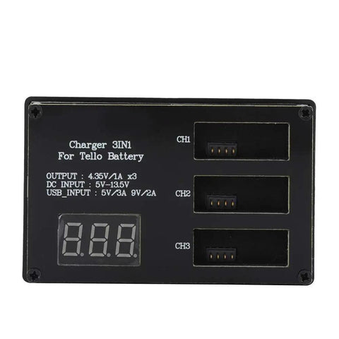 3 Bay Fast Charging Station for Tello Drone Batteries, Smart 3 in 1 Battery Charger Hub With LED Display for three batteries