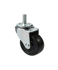 Pack Of Four 2.5-Inch Rubber Wheel Casters With M8 M10 M12 Stems For Furniture Cabinets, side view of single wheel with metal stem