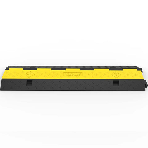 Front view of Three Pack 2 Channel Cable Protector Ramp With 11000 Lbs Per Axle Capacity For Driveways, showing rubber speed bump design.