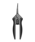 Stainless Steel Curved Pruning Shear With Nonstick Coating, 6.6 Inch Micro-Tip Blades, Ergonomic Black Handle, Top View