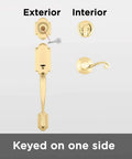 Arlington Single Cylinder Handleset With Lido Lever SmartKey Rekey Tech For Beefed Up Exterior Door Security Lifetime Polished Brass Finish KW1 Keyway Compatible