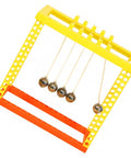 Newton Cradle Balance Ball Science DIY Assembly Educational Physics Experiment Desk Decor For Home Office Study Nerdy Desk Toy That Demonstrates Momentum And Conservation Of Energy with yellow and orange frame