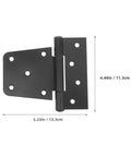 Black 3.5-inch Beefy Heavy Duty Weld On Gate Hinge with dimensions for Barn Shed and Outdoor Fence Gates
