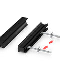 Two adjustable black cabinet pulls showing installation hardware, solid metal build, part of Five Pack Adjustable Black Cabinet Pulls For Kitchen Drawers Solid Metal Build Easy Breezy Install Skip The Guesswork Pop These Sweet Handles In Fits Perfectly From One To Four Inches Center Distance Matte Black Finish Upgrades Your Place Fast.
