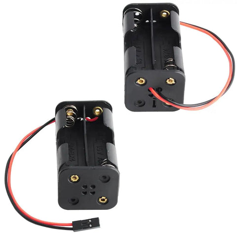 4 Cell 6V AA Battery Holder Case Cover Storage Box With 2P FUT J Plug Connector, black plastic, for Flysky Receiver RC projects