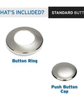 Polished Nickel Air Switch Button For Garbage Disposal Fits One And A Quarter To One And A Half Inch Sink Hole Dual Outlet Cap Replacement