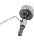 Straight Up Badass High Speed Steel Hole Saw Set 5 Piece Drill Bit Kit showing a drill bit with hex shank and wrench for metal and wood cutting.