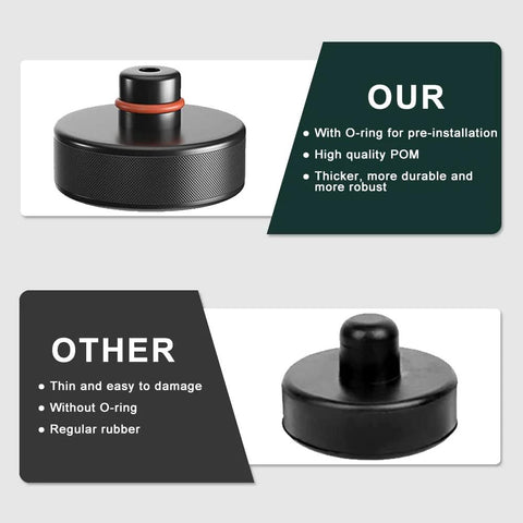 BANGTING lifting jack pad set, four-pack of black rubber Tesla lift pucks with storage case.