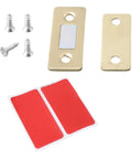 Invisible Magnetic Cabinet Catch Ultra Slim Metal Door Latch With Strong Hold, gold finish, screws and adhesive strips