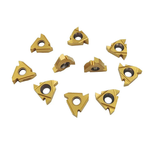 Ten Pack 16ER AG60 Right Cutting Threading Insert For CNC Lathes, Carbide With Nanostructured TiAIN Coating, 60 Degree Universal Pitch