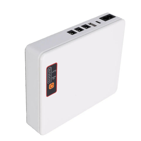 Mini Ups Dc Battery Backup 20800Mah Us Plug Keeps Router And Modem Running Smooth During Blackouts Absolute Lifesaver 18W Output, compact white power supply with multiple ports.