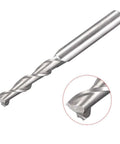 uxcell 5mm HSS-AL spiral drill bit with 6mm straight shank, 2 flutes - side view with tip close-up