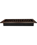 Slick Oriental Style Floor Register 4x10 Inches Rubbed Bronze Finish Decorative Steel Vent Grate With Damper Box side view