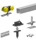 Heavy Duty Ceiling Mounted Bifold Door Hardware Kit With 70 Inch Track For Four Folding Panels Up To 55 Lbs Each, Cut To Fit Opening