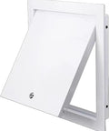 Heavy Duty Steel Access Panel Door, Lockable Reinforced Metal Frame With Spare Keys For Drywall Ceiling Attic Wall Mounts, Outdoor Kitchen Ready, open view showcasing a secure flush mount design.