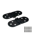 Two Pack 180 Degree Foldable Flap Hinges For Cabinets And Tables With Screw On Mount in black finish, with included screws.