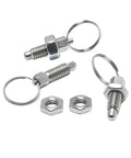Bulletproof Stainless Steel Spring Plunger Pins Two Piece Kit M10 By Twenty Millimeter with pull rings and nuts.