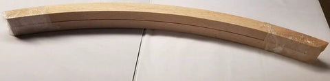 Pair Of Steam Bent Solid Red Oak Rocker Runners For Top Shelf Furniture Fix Ups And No Nonsense DIY Upgrades Unfinished Underswing Parts With Precise Drill Specs on white background.