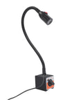 Heavy Duty Led Magnetic Work Light With Flexible Gooseneck Lamp providing 550 to 650 lumens. Black flexible arm with control switch.