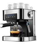 Top Shelf 20 Bar Semi Automatic Espresso Coffee Maker With Reliable Milk Frother Wand And Quick Fill Water Tank brewing coffee.