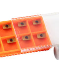 APKT11T3 TiN Coated Carbide Inserts for Steel Machining, 10 Pc Set, in orange box, ISO APKT113508, 0.244 Inch Dia, 0.137 Inch Thick.
