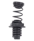Rock Solid Heavy Duty 2 Piece Trunk Lid Springs With Durable Rubber Bumper Guards And Sweet Smooth Install Kit Straight Swap For 1994 To 1998 Ford Mustang, black steel spring with rubber bumper.