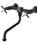 Essex Wall Mount Bathroom Faucet In Oil Rubbed Bronze 8 Inch Center Two Hole Installation shown front view