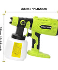 HVLP Paint Sprayer With Brushless Motor and Precise Flow Control, 28cm long, ergonomic grip for smooth application on any surface.