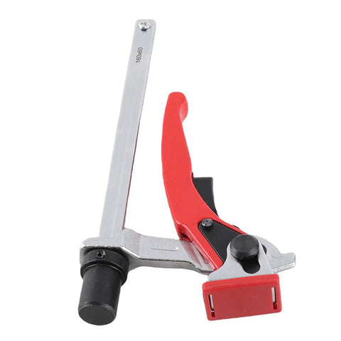 Heavy Duty Hold Down Clamp With Ratchet Mechanism For Bench Dogs And Woodworking, Pro Grade Workbench Clamp With Guide Rail And 20mm Base