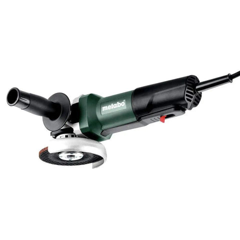Workhorse Dual Size Four And A Half Inch And Five Inch Angle Grinder With Twelve Thousand RPM, Eleven Amp, AC DC, green tool side view