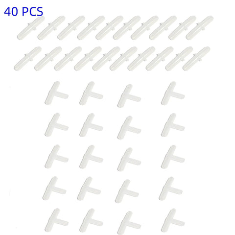 Aquarium airline tubing connectors, white plastic, 40 pcs set