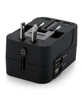 Worldwide Travel Power Adapter With Dual USB Ports All In One Universal Wall Charger For USA EU UK AU Plug And Laptop Or Phone Charging On The Go Black