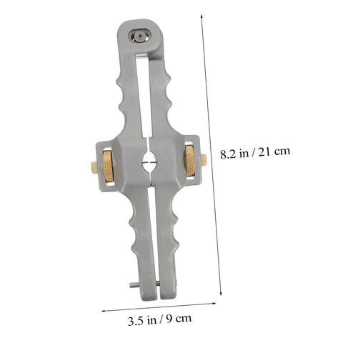 Smooth Operator Adjustable Wire Stripper And Fiber Optic Cable Cutting Tool measuring 8.2 in by 3.5 in, gray color.