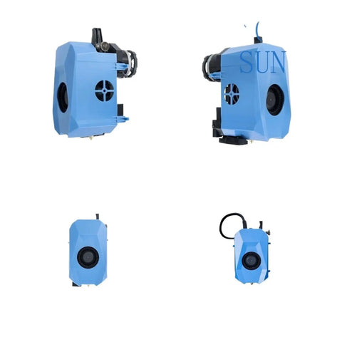 Fast Install Planetary Direct Drive Extruder Kit For Zero Drama Filament Feeding And Hardcore 3D Printer Upgrades With Beefy Gears, blue extruder kit from multiple angles