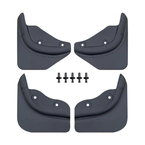 Next Gen Tesla Model Y Mud Flaps Splash Guards set of 4, rugged TPE plastic, includes mounting hardware, fits 2025 and 2026 models.