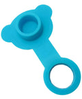 Blue Silicone Bath Tub Stopper Cover for 1 Inch Drains, flexible silicone design with a bear shape for easy handling.