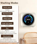 Digital LCD touch screen showing 4 washing modes and settings for Super Sleek 2 In 1 Portable Mini Washer And Dryer Combo.