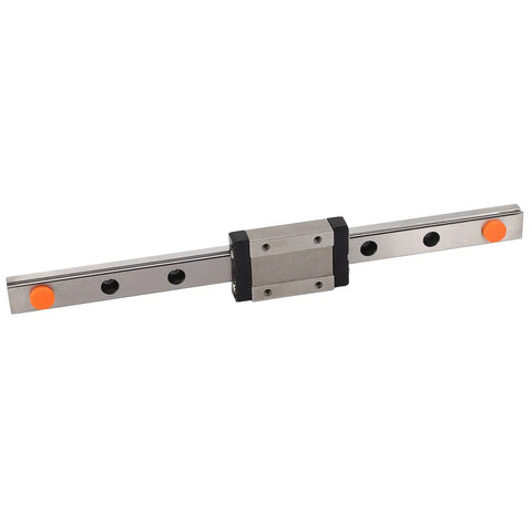 Smooth Linear Motion Rail With Slide Block 200mm For 3D Printers And CNC Machines, steel guide rail shown front view