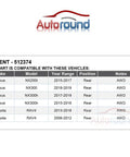 Compatibility chart for 2 Pack Rear Wheel Bearing And Hub Assembly For 4WD AWD RAV4 2006 To 2018 And Lexus NX200t NX300 NX300h 2015 To 2019 With 5 Lug Bolt Pattern And ABS Direct Fit Compatible, listing compatible Lexus and Toyota models.