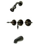 Three Handle Tub And Shower Faucet In Oil Rubbed Bronze With Solid Brass Built To Last And Pressure Balance Valve Delivers Up To 2 GPM