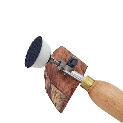 Beast Bowl Sander Kit For Woodworking With 2 Inch Hook And Loop Pad 11.8 Inch Hardwood Handle tool on wood block