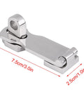 Tough As Nails 316 Stainless Steel Boat Locker Clamp Marine Hardware For Secure Hatch Hold Down And Quick Rattle Stop Latch 75 mm Size, showcasing side view with measurements.