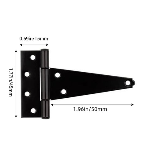 Beefy Heavy Duty T Shape Door Hinges With Screws 2 Inch Black Iron Wrought Hardware for Barn Shed Cabinets