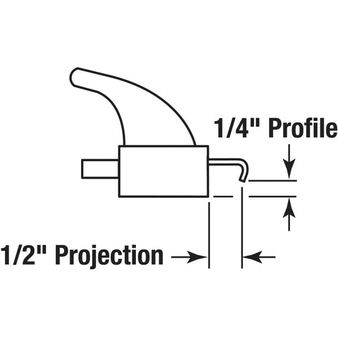 Diagram of Patio Sliding Door Handle Set With Clamp Upgrade For A Solid Beefy Grip And Secure Latch White Finish Single Pack Designed For Older Sliding Doors showing measurements