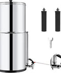 Gravity Water Filter System With 2 Black Purification Elements, NSF ANSI 372 Certified, 2.25 Gallon Stainless Steel Unit