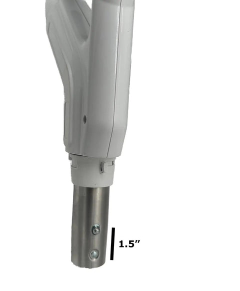 Close-up of handle on 35 Foot Central Vacuum Hose With On Off Switch Crushproof Material 360 Degree Swivel Handle Fits Standard