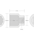 Technical drawing of 3/4 Inch Drive 1-15/16 Inch Shallow 12-Point Socket Chrome Finish With Large Readable Markings SHD32249 dimensions